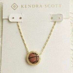 Kendra Scott Basketball Gold Orange Goldstone Short Necklace